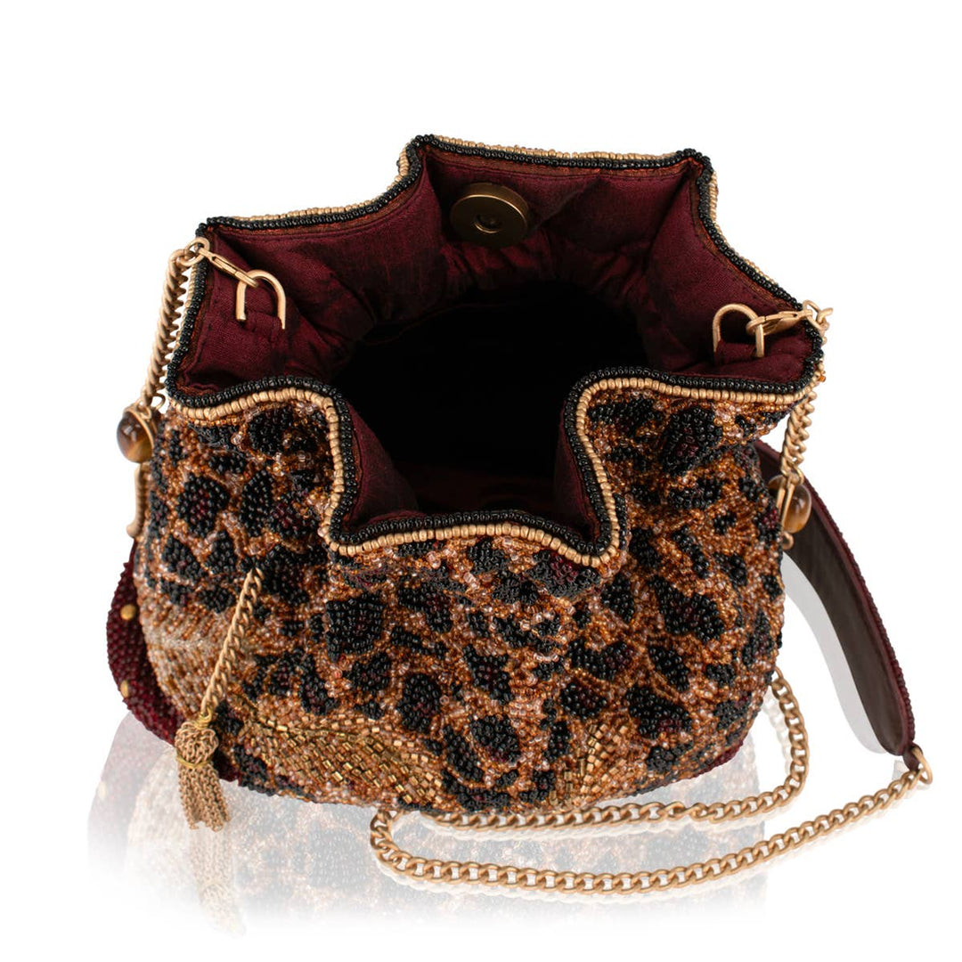 A Little Wild beaded leopard print crossbody bag