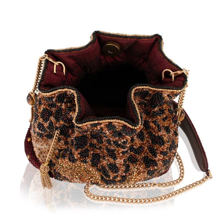 A Little Wild beaded leopard print crossbody bag
