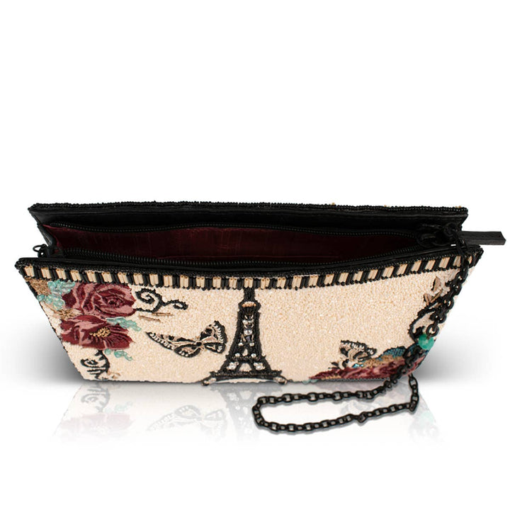 Parisian beaded crossbody bag with Eiffel tower