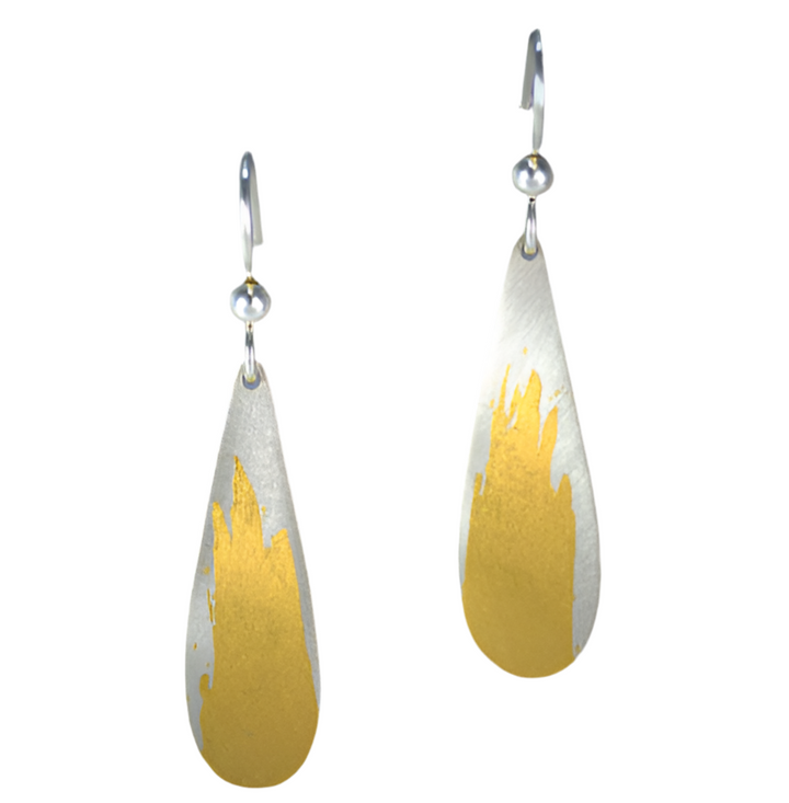 Silver and Gold Leaf Drop Earrings