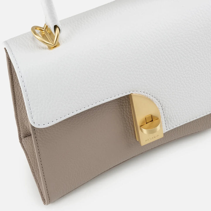Arco Small Satchel - Taupe/White