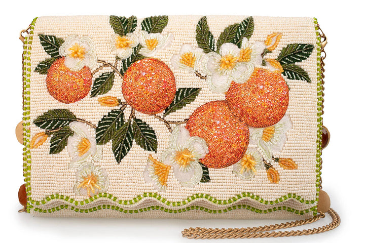 Sun Kissed Orange Fruit Beaded Crossbody Handbag