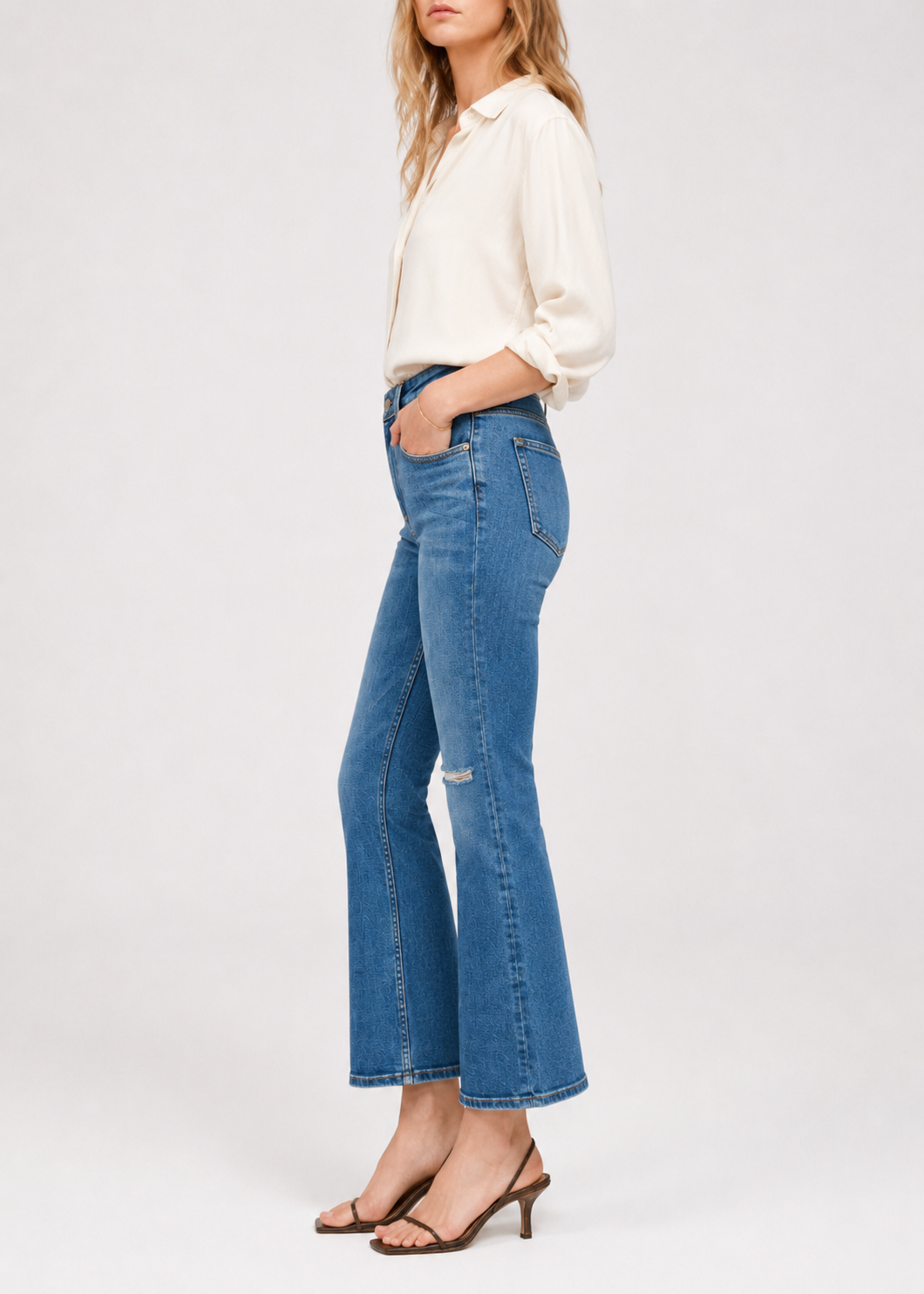 Farrah Mid Rise Kick Flare Jeans - Hope Wash
