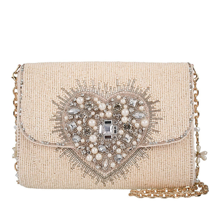 Love Illuminated Shimmer Heart Beaded Crossbody Handbag