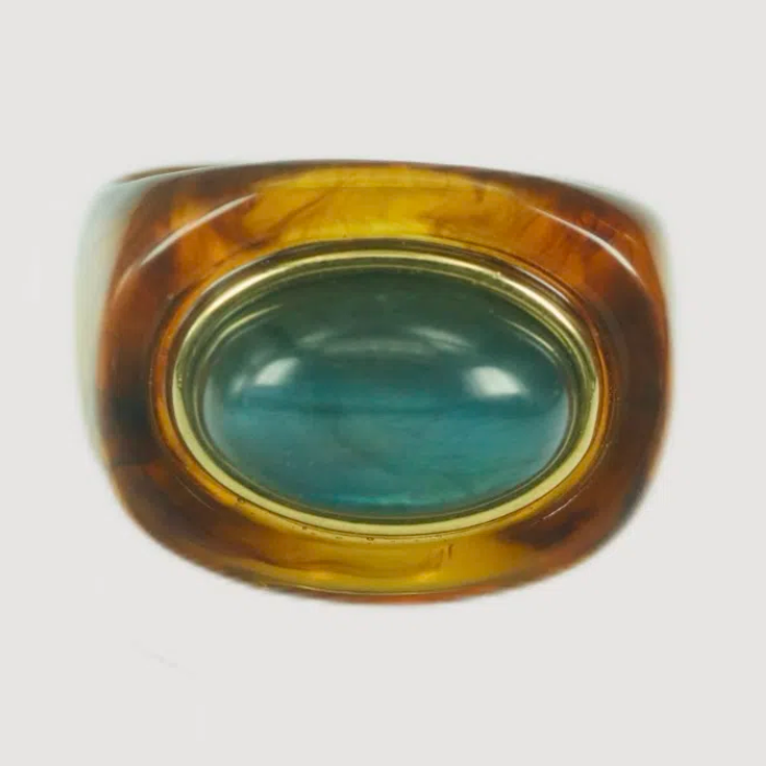 Block Ring - Tortoise Shell w/ Labradorite