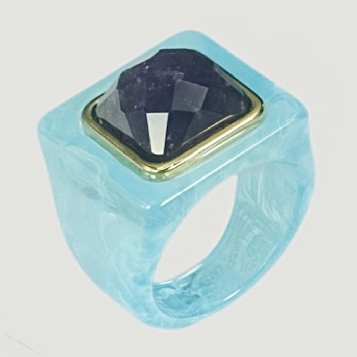 Block Ring - Baby Blue w/ Labradorite