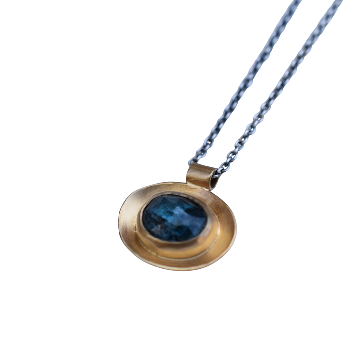 Oval Well Necklace ~ Teal Kyanite