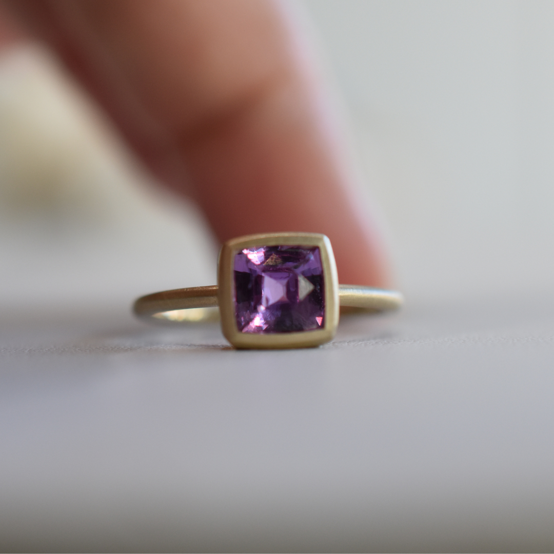 Simple Bezel Ring - Pink Sapphire
