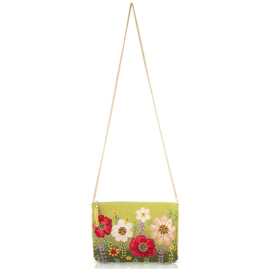 Day In The Park Floral Beaded Crossbody Handbag