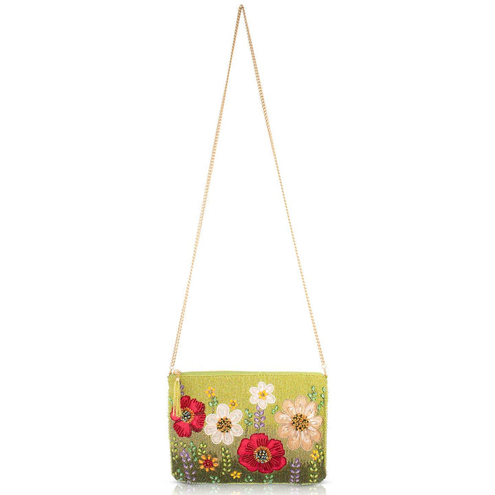Day In The Park Floral Beaded Crossbody Handbag