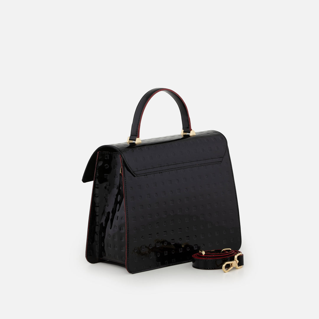 Marilena Medium Satchel - Black Logo Patent