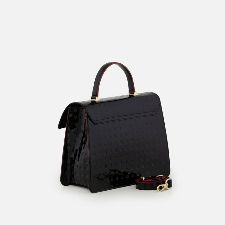 Marilena Medium Satchel - Black Logo Patent