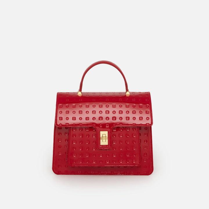 Marilena Medium Satchel - Red Logo Patent