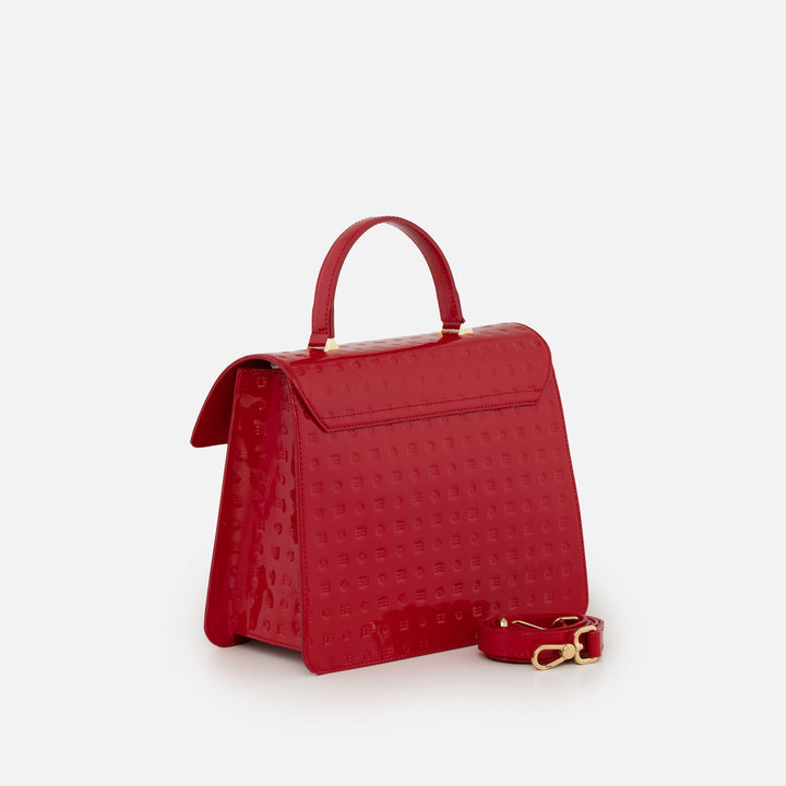 Marilena Medium Satchel - Red Logo Patent