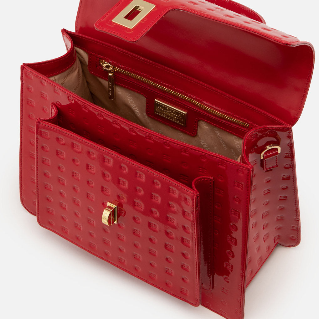 Marilena Medium Satchel - Red Logo Patent