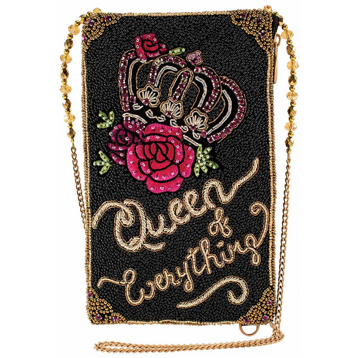 Queen of Everything Beaded Crown and Rose Crossbody Bag