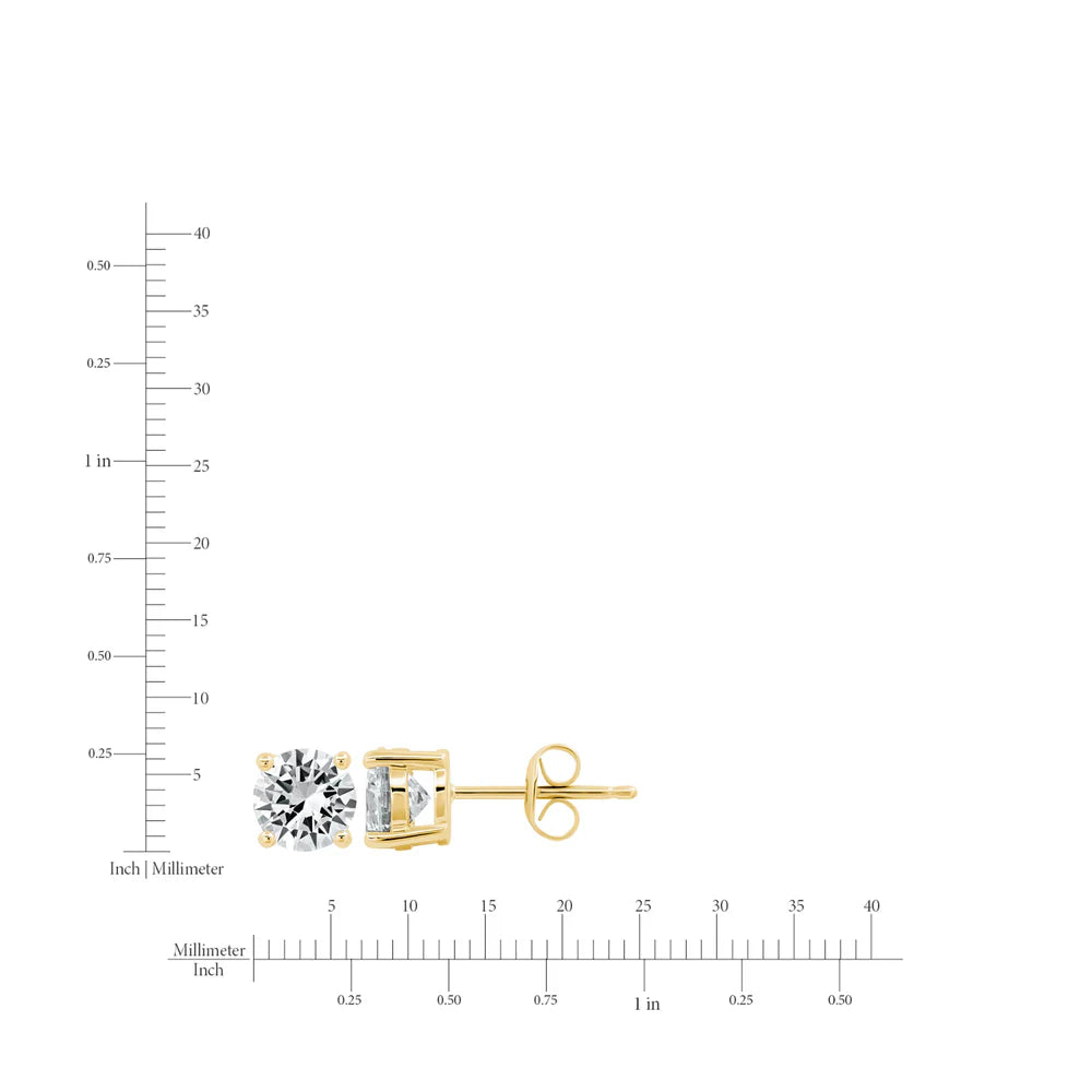 Solitaire Brilliant Stud Earrings in Gold - 1.5 CT