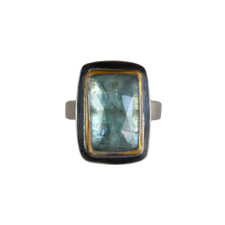 Rectangular Sky Blue Kyanite Ring