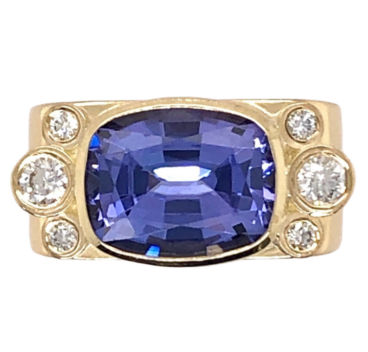 Tanzanite and Diamonds Square Ring