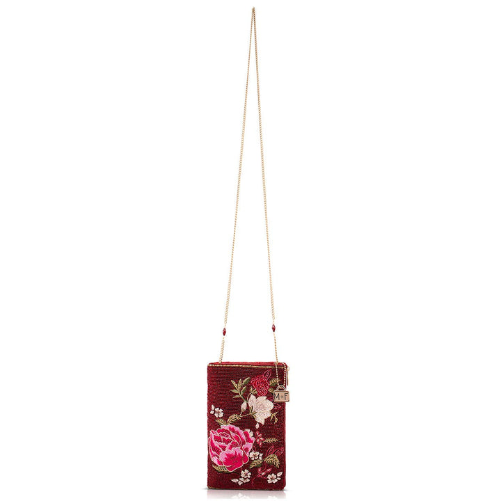 Eastern Bloom Burgundy Floral Crossbody Phone Bag
