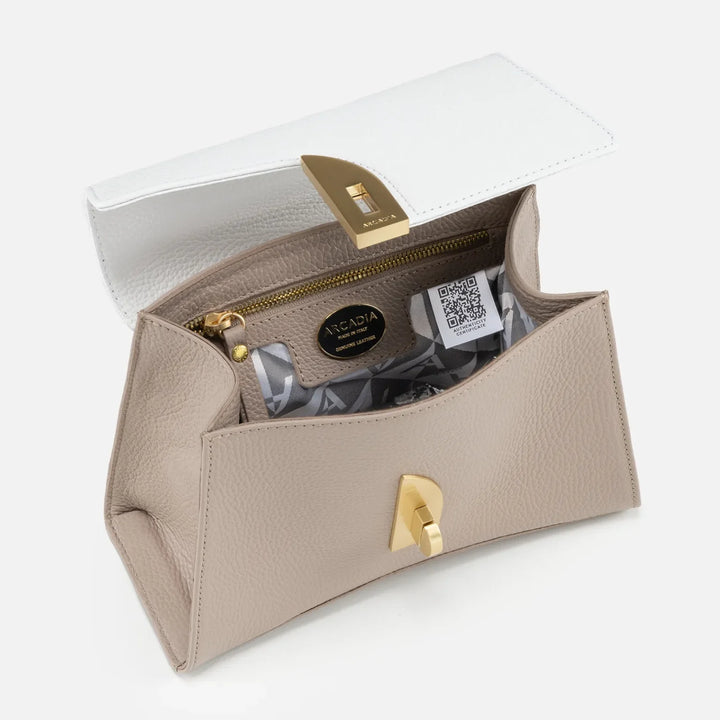 Arco Small Satchel - Taupe/White