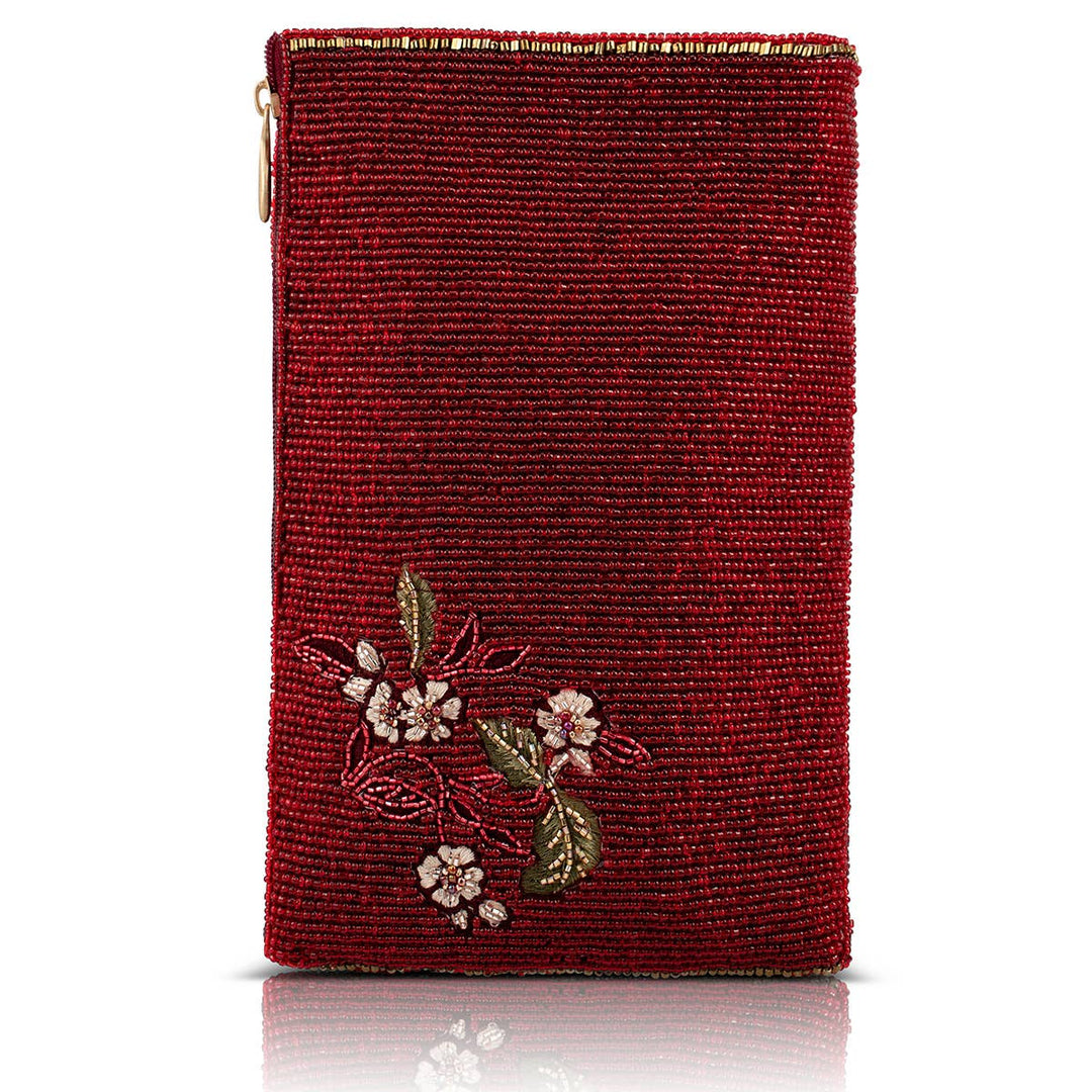 Eastern Bloom Burgundy Floral Crossbody Phone Bag