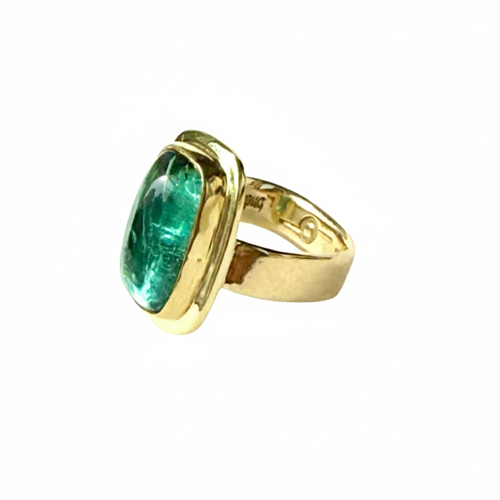 Indicolite Tourmaline Cabochon Ring
