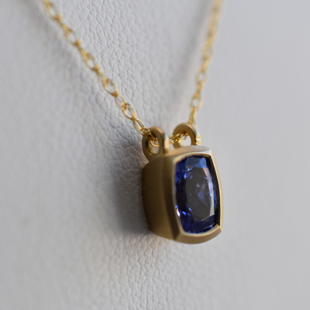 Tanzanite Bezel Pendant Necklace