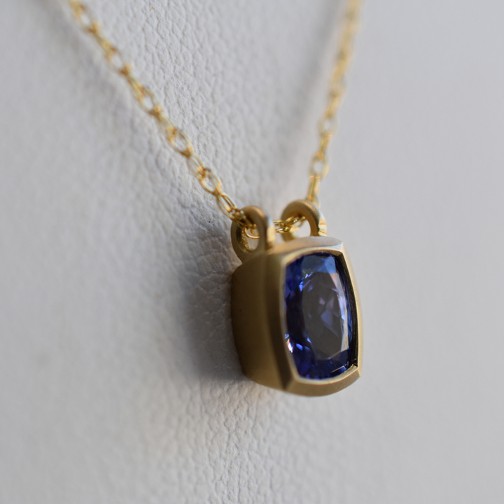 Tanzanite Bezel Pendant Necklace