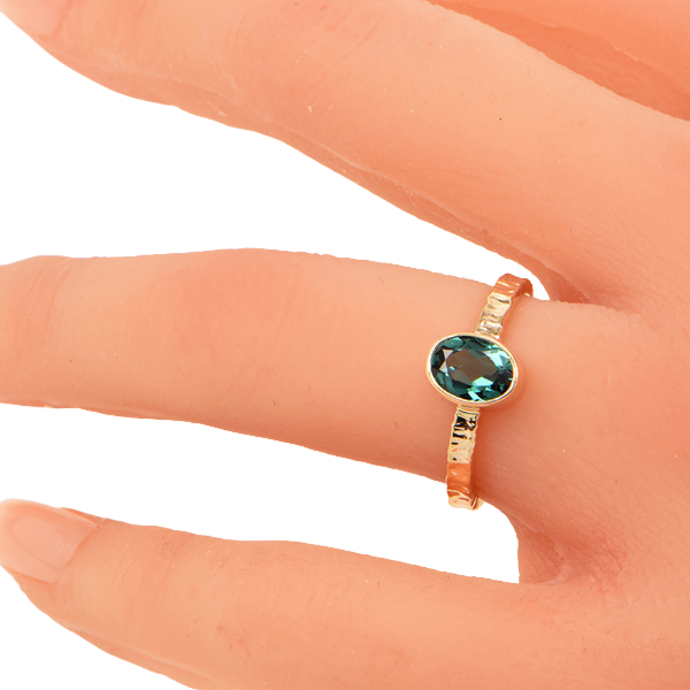 Indicolite Tourmaline Faceted Ring