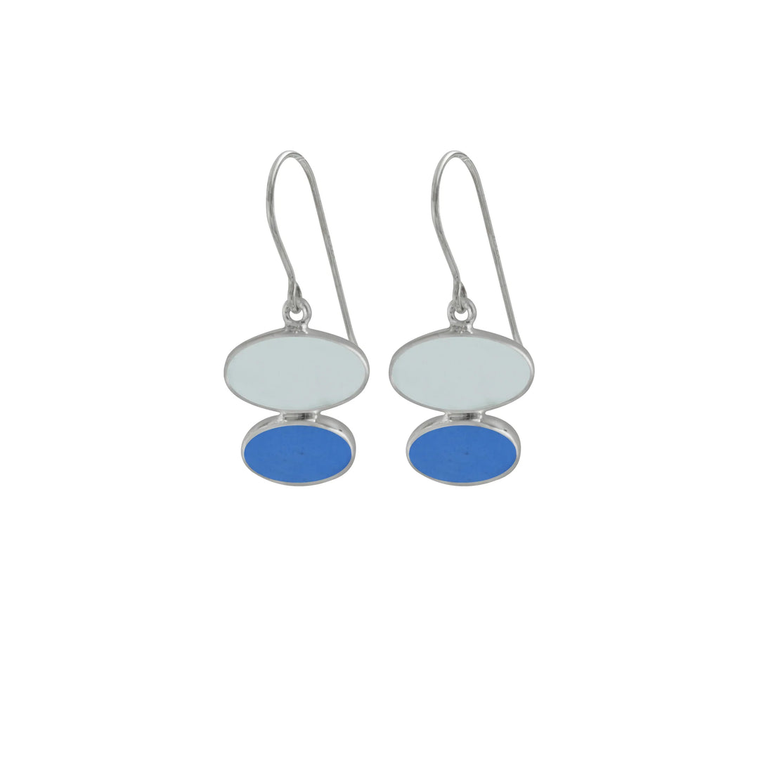 Aqua and Cobalt Blue Sea Glass Drop Earrings