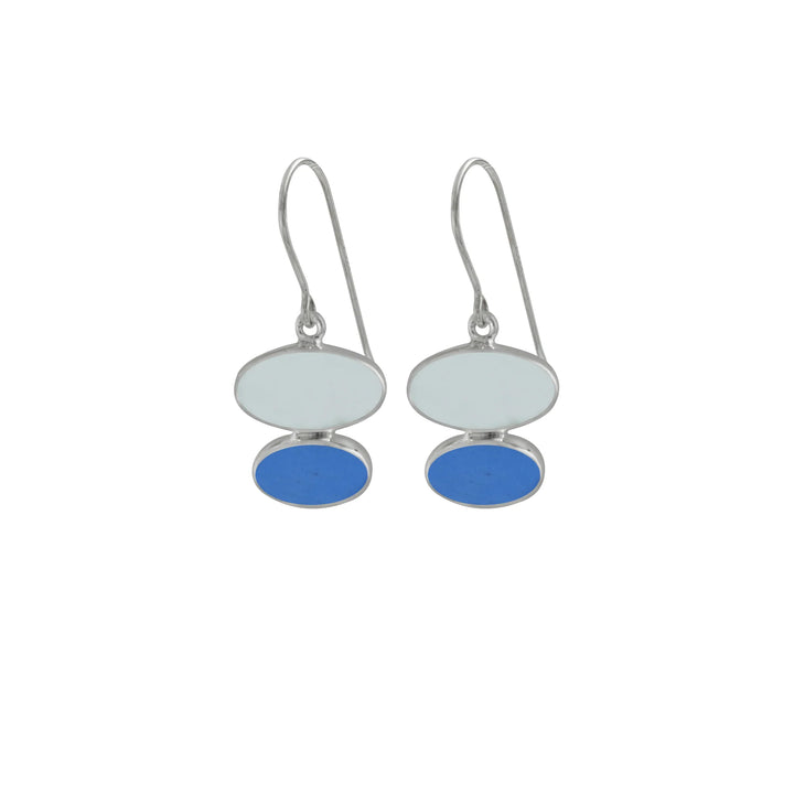 Aqua and Cobalt Blue Sea Glass Drop Earrings