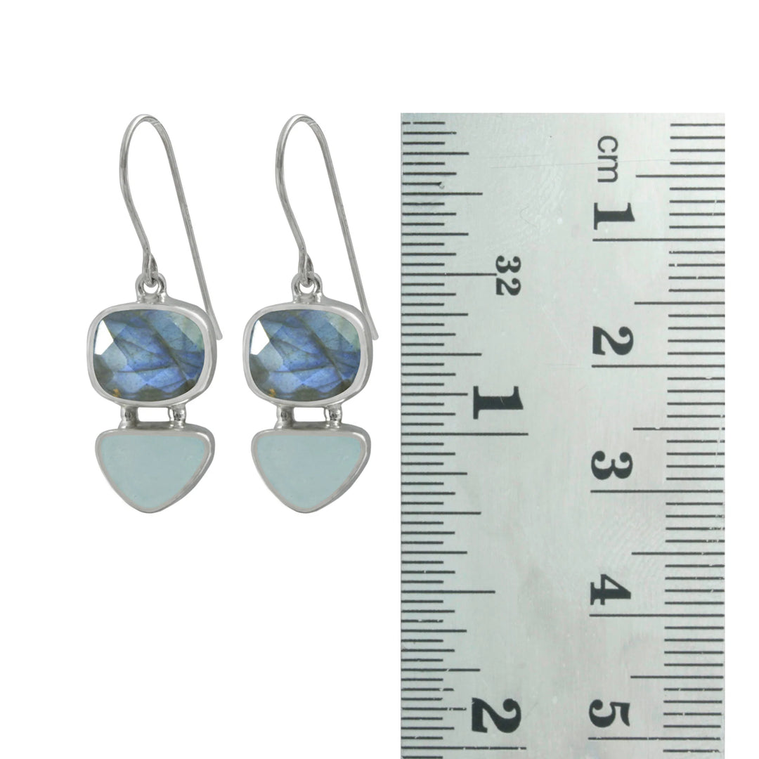 Labradorite & Aqua Seaglass Drop Earrings
