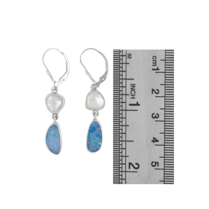 Opal and Keshi Pearl Hanging Earrings