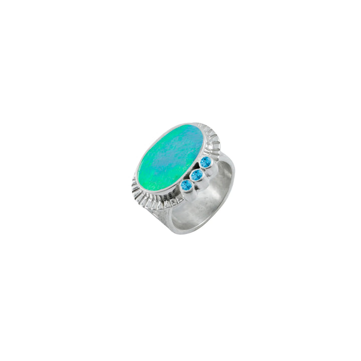 Opal with Blue Topaz Accent Ring