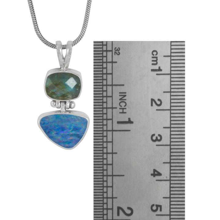 Labradorite and Aqua Sea Glass Pendant