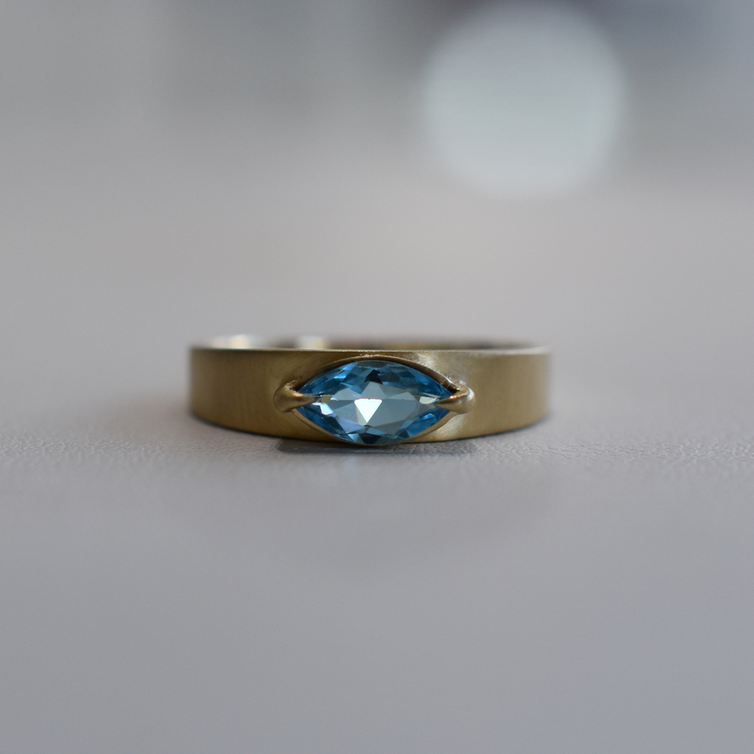 Tapered Band Ring - Blue Topaz