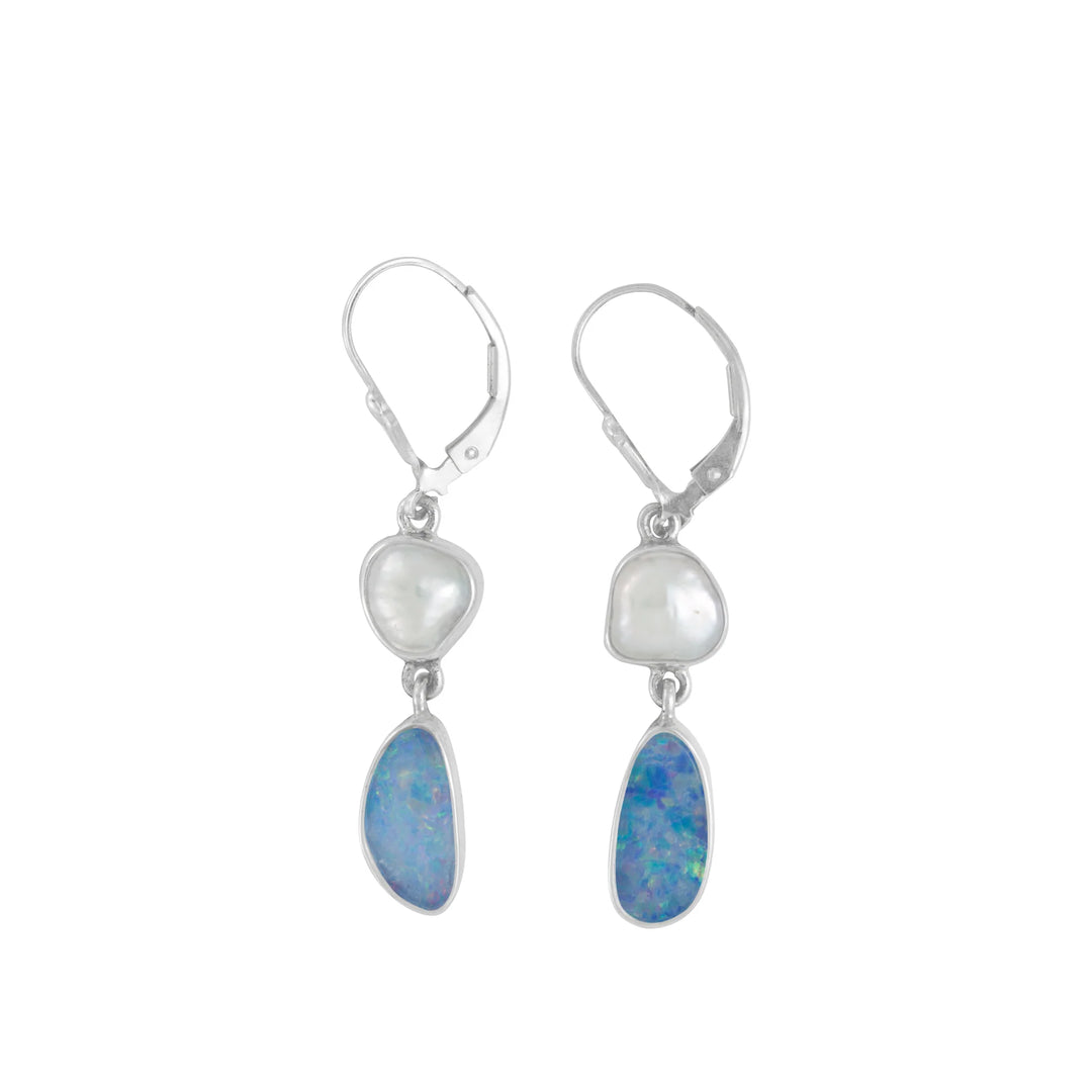 Opal and Keshi Pearl Hanging Earrings