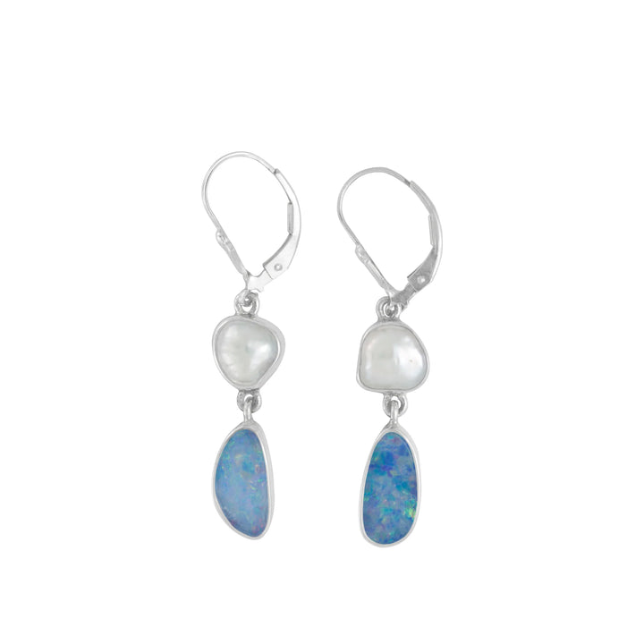 Opal and Keshi Pearl Hanging Earrings