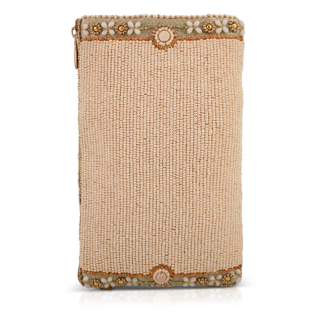 Gentle Touch Pink & Green Floral Beaded Crossbody Phone Bag