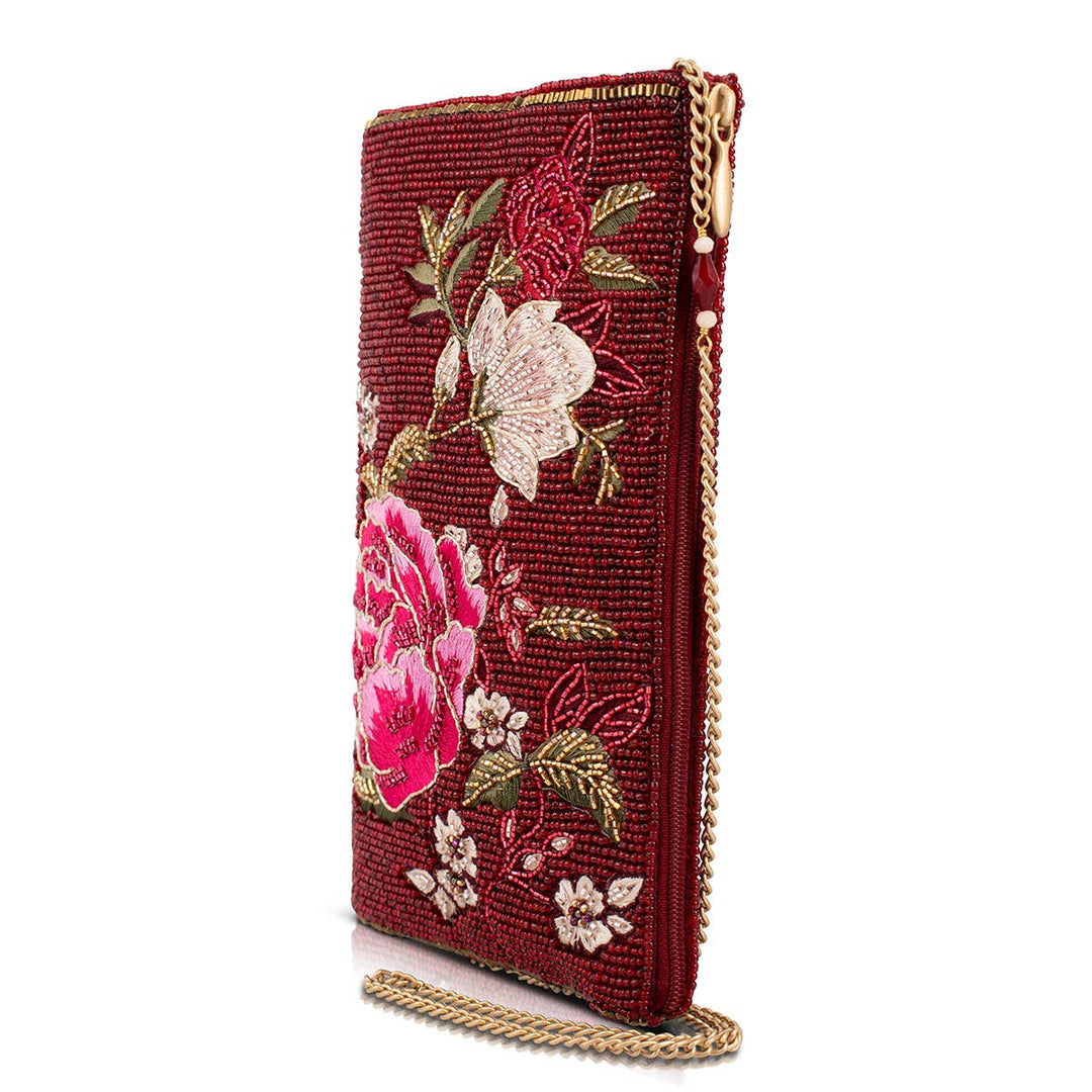 Eastern Bloom Burgundy Floral Crossbody Phone Bag