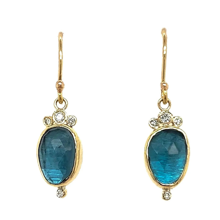 London Blue Topaz with Brilliant White Diamonds Earrings