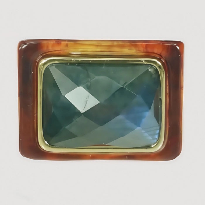 Block Ring - Firestone w/ Labradorite