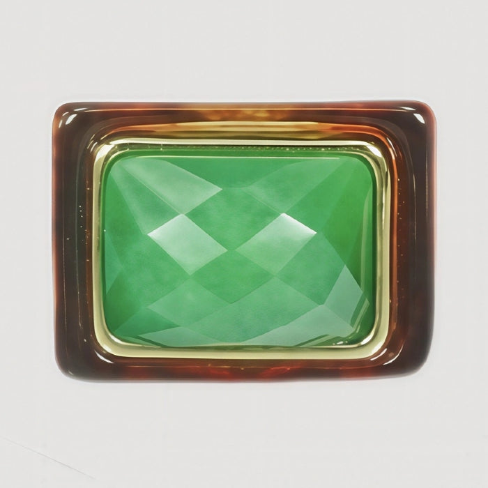 Block Ring - Firestone w/ Green Quartz