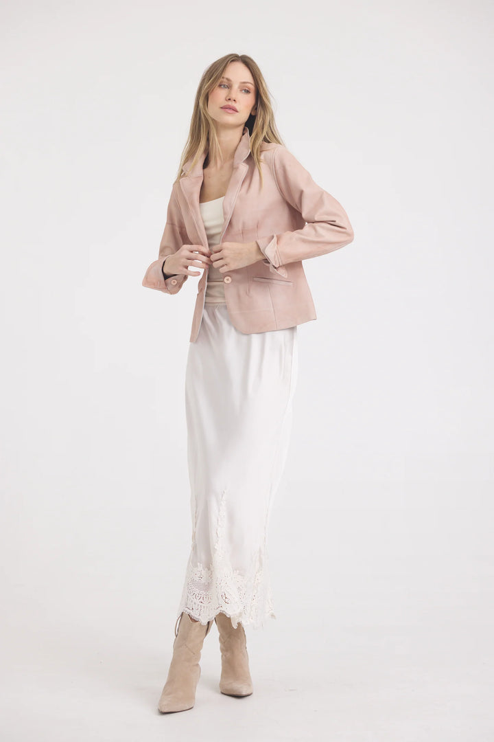 Amelia Patina Leather Jacket - Pink