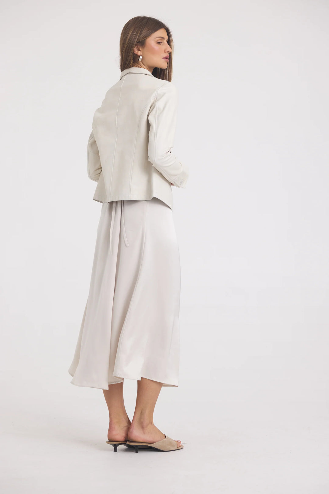 Amelia Patina Leather Jacket - Talc