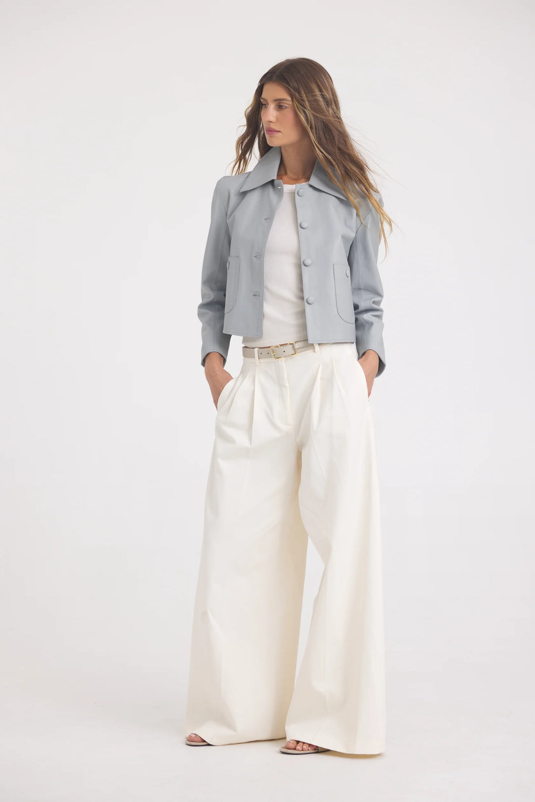 Julie Burnished Leather Jacket - Quarry