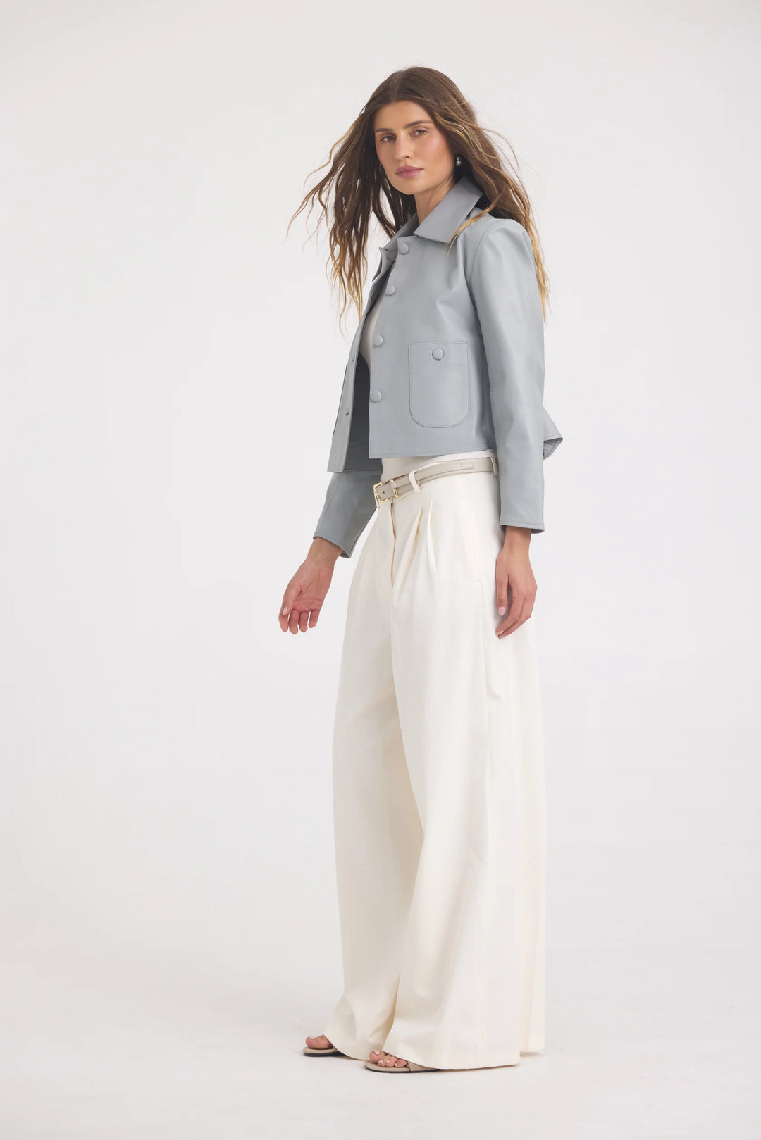Julie Burnished Leather Jacket - Quarry