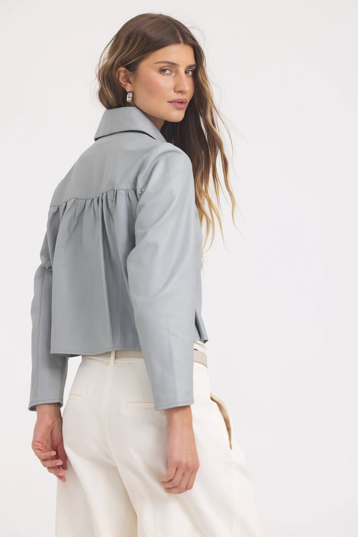 Julie Burnished Leather Jacket - Quarry