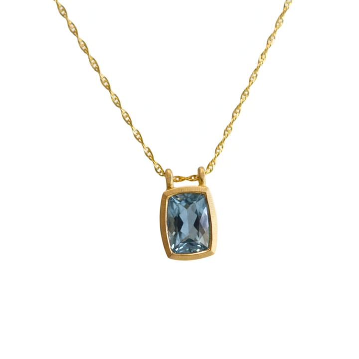Aquamarine Bezel Pendant Necklace